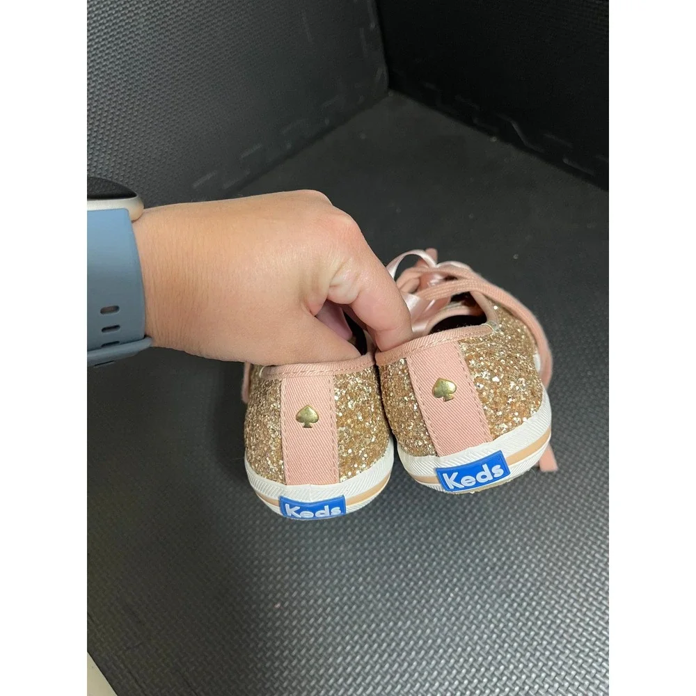 KEDS x KATE SPADE TRIPLE KICK GLITTER ROSE GOLD SNEAKERS US SIZE 6 Sparkle Shoes